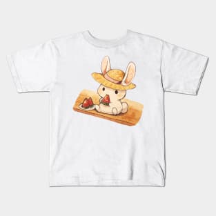 Rabbit eating watermelon Kids T-Shirt